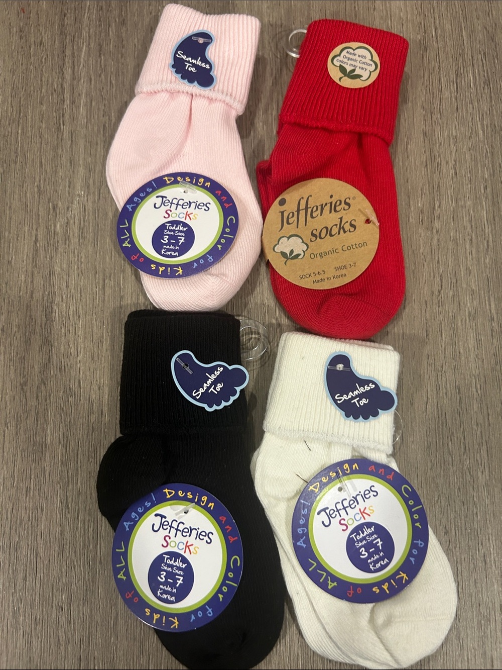 Jefferies Socks Toddler 4-Pack Bobby Socks in Pink, Red, Black & Pearl